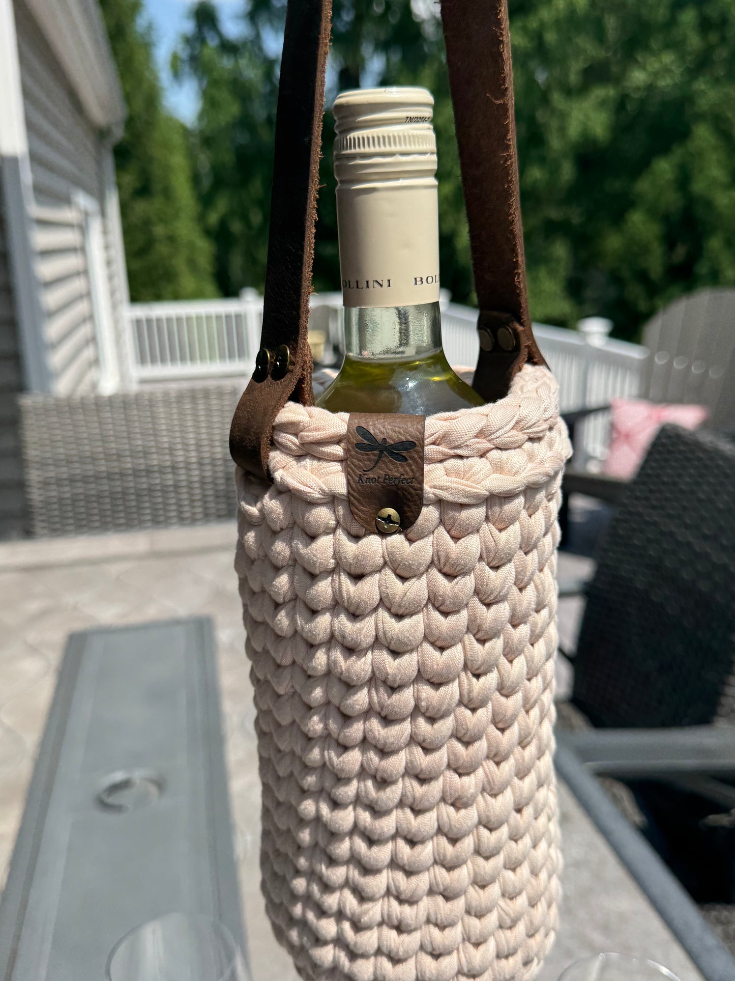 KPD Wine Tote with Leather Handle