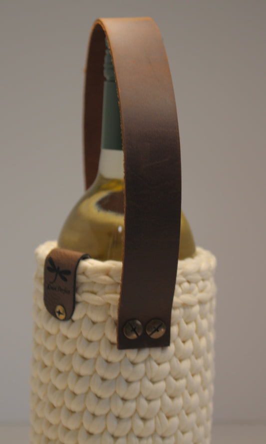 KPD Wine Tote with Leather Handle