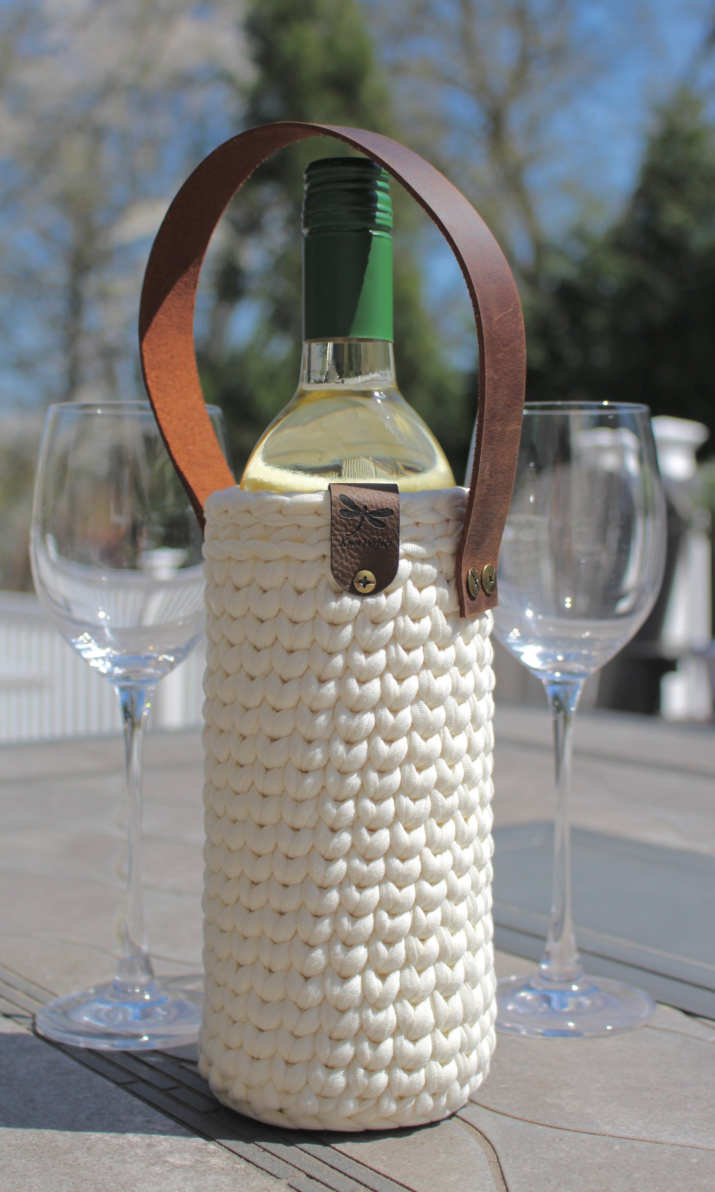 KPD Wine Tote with Leather Handle
